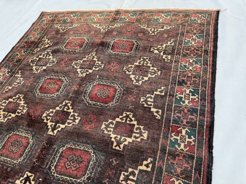 4x9 Afghan Hand Knotted Antique Area Rug Tribal Turkmen Bokhara Geometric Carpet gallery