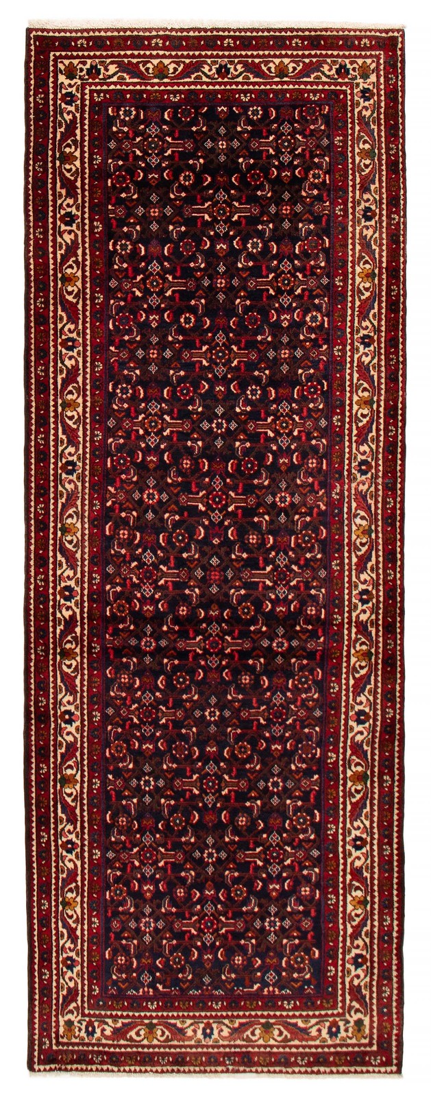 3'5" x 10'2" Vintage Hand-knotted Runner Rug Traditional Oriental Wool Carpet gallery