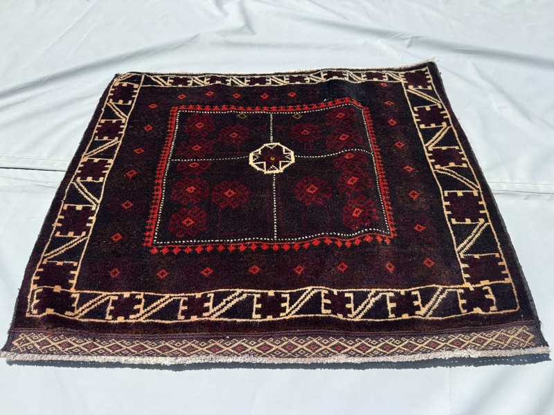2x2 Afghan Tribal Hand Knotted Square Rug Geometric Baluchi Oriental Wool Carpet gallery