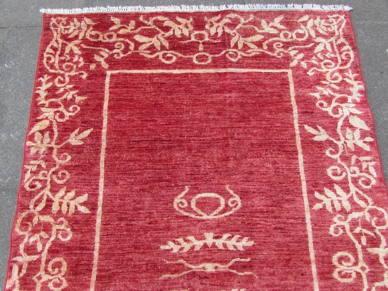 Traditional Hand Made Afghan Contemporary Gabbeh Wool Red Gold Rug 183x119cm gallery