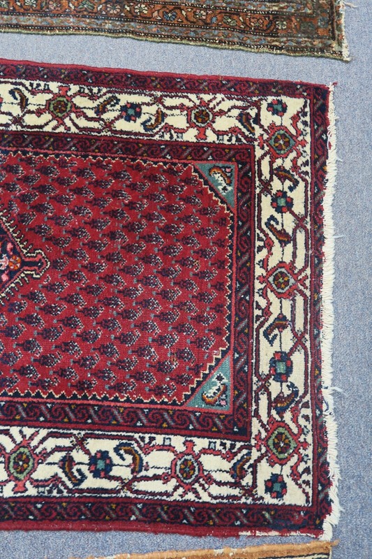 Vintage Red Kurdish Malayer Oriental Area Rug Hand Knotted Wool 2'8x4'2 gallery