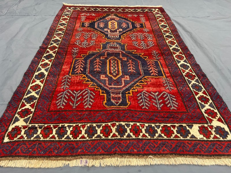 4'6 x 7'1 ft Antique Afghan Baluchi Rug Hand Knotted Tribal Wool Oriental Carpet gallery