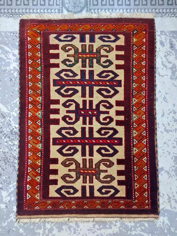 160 Years Old Antique Rug Rare Talismanic Kazak Rug Handmade Special Motif Rug gallery