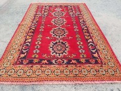 Vintage Hand Made Traditional Oriental Wool Red Carpet Rug 137x89cm
