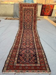 Antique Turkish Inspired Runner Rug 3’6×12’5 Ft Faded Wool Hallway Rug 1900s Rug