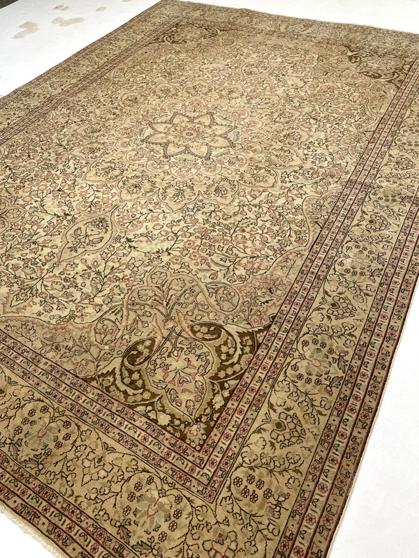 Antique Oriental Hand-Knotted Wool Area Rug Beige/Salmon/Blue 8'6" x 11'3" gallery