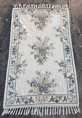 Vintage Traditional Handmade Kashmiri Crewel Floral Wool Area Rug 146×91 cm