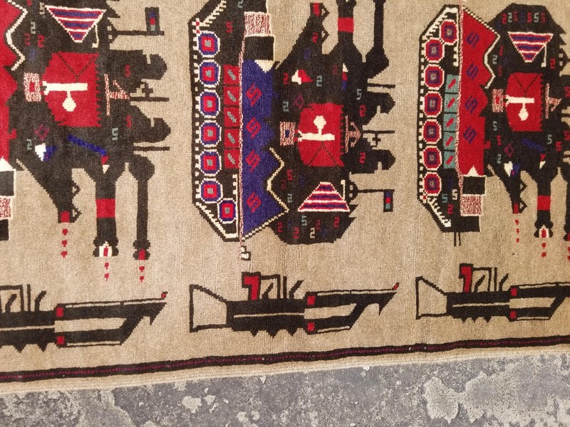 Vintage Traditional Handmade Afghan Rare War Wool Multicolor Kilim Rug 54x37 in gallery