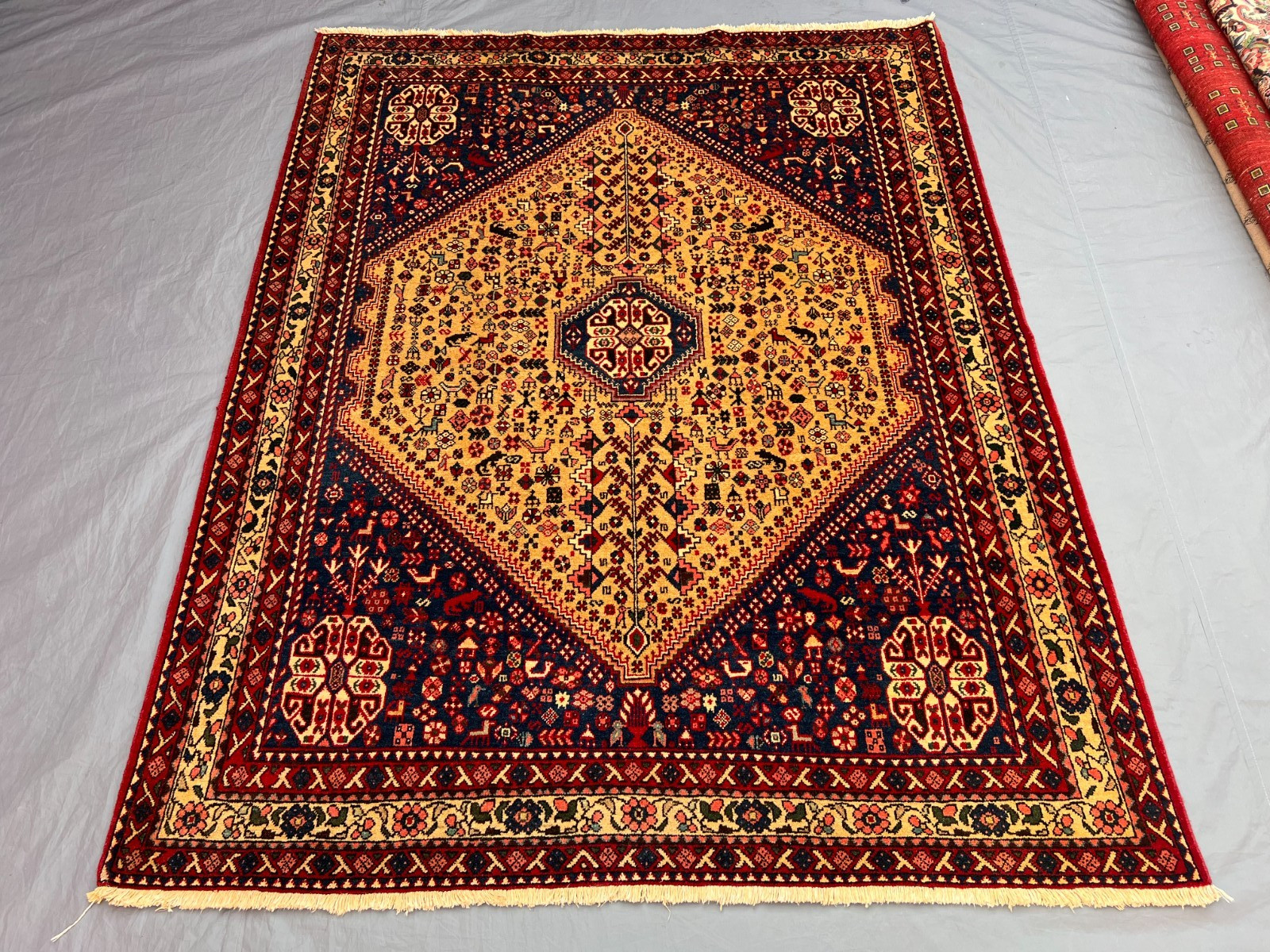 5'1x6'6 Ft Vintage Caucasian Style Rug Red Yellow Tribal Medallion Wool Carpet gallery