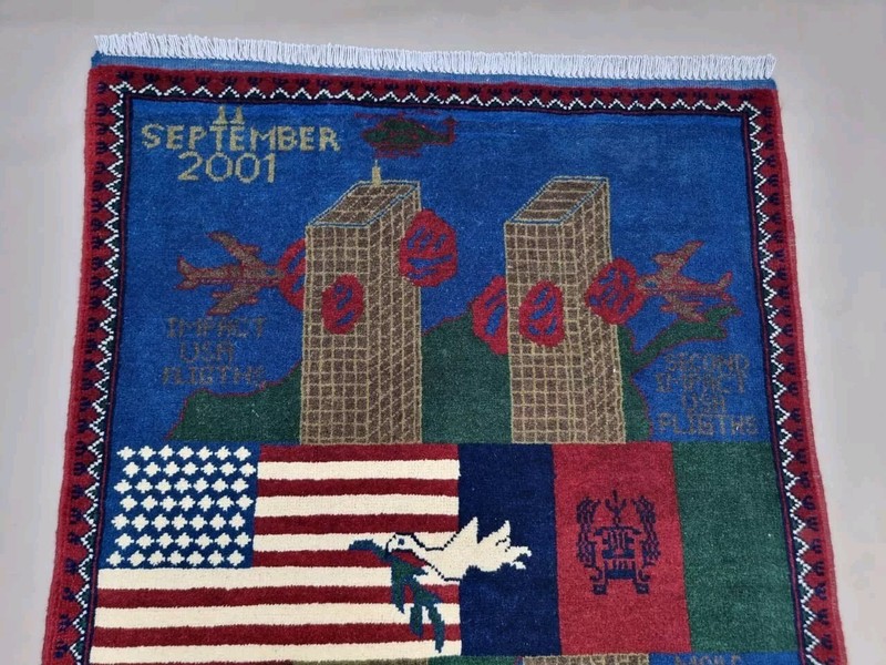 WAR Handmade Afghan Rug Trabal 9/11 War Area Rug weapon Wool War Rug 120x80 Cm gallery