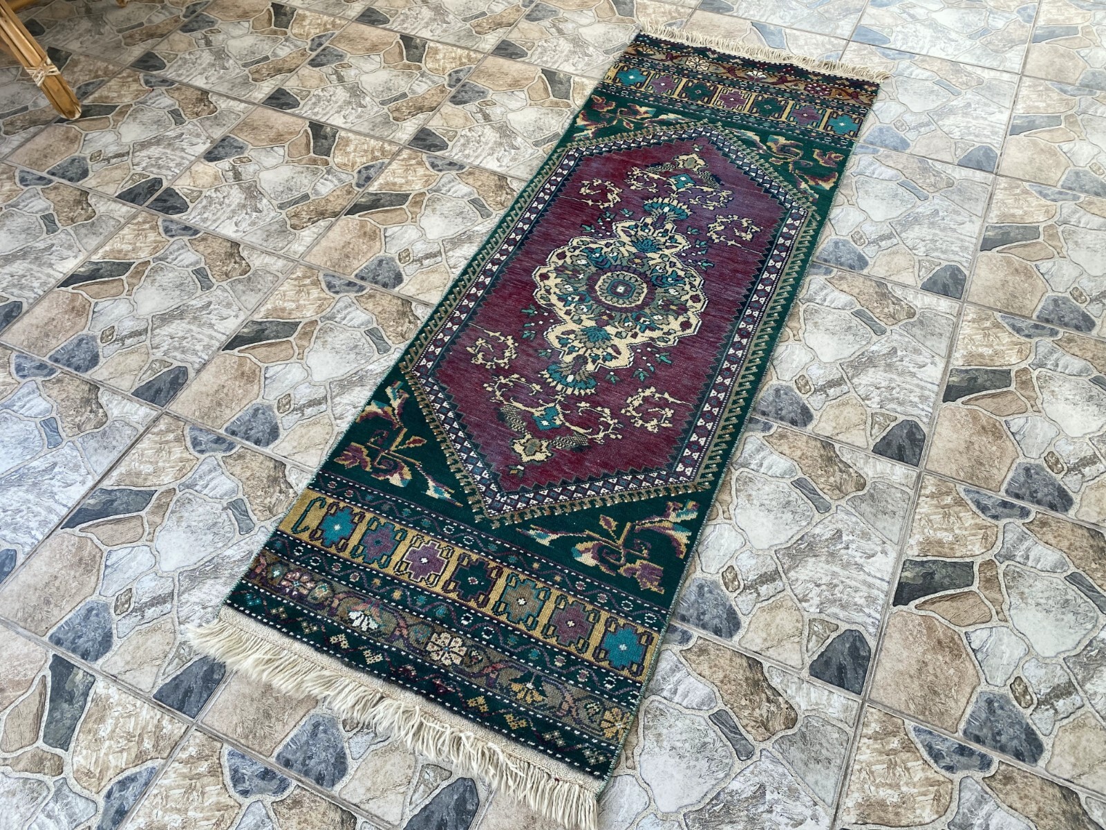 Handmade Turkish Vintage Rug | 1960s Tribal Wool Farmhouse Antique Runner Carpet gallery
