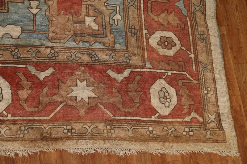 Antique Geometric Oushak Turkish Rug 11x16 Palace Size Hand-knotted Wool Carpet gallery