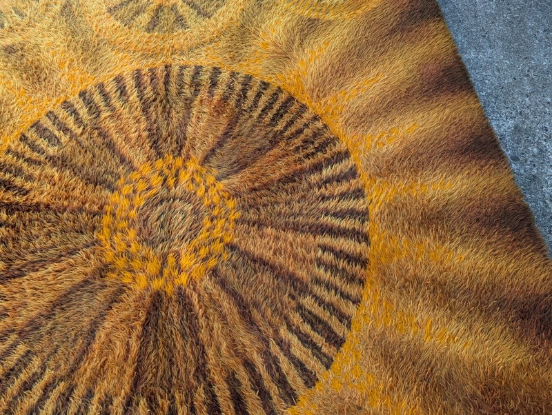 Space Age Design 60s 70s Shag Rug Carpet, Mid Century Op Art, 200 x 290 gallery