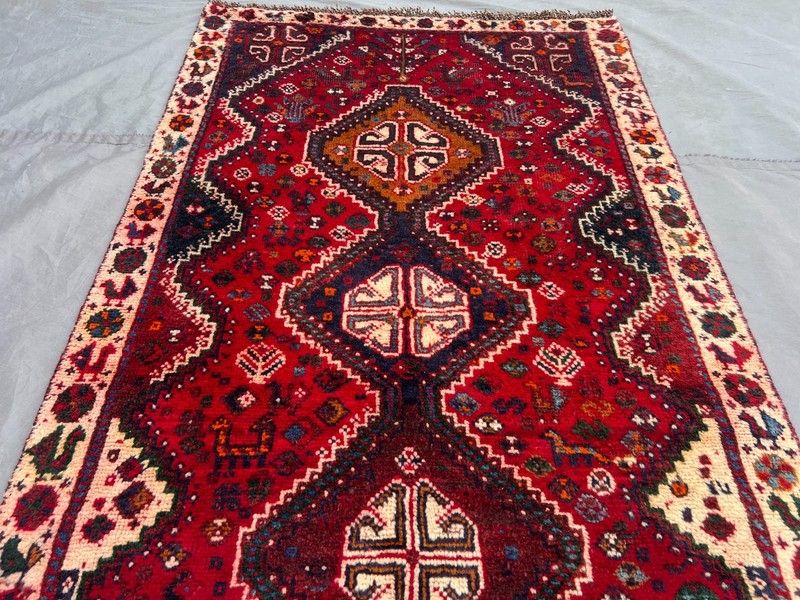 2'9"x9'3" Ft Vintage Caucasian Geometric Hand Knotted Red Wool Runner Rug gallery