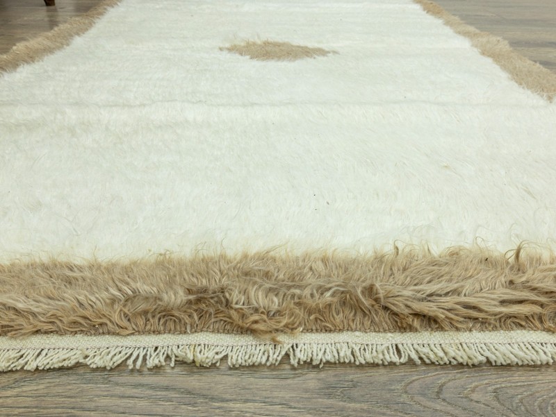 Handwoven Vintage Tulu Rug – Natural Wool & Mohair 4'0" x 5'7" ft Japandi Accent gallery