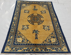 Vintage Handmade Chinese Peking Medallion Floral Wool Rug 284×230 cm