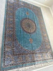 Blue Middle Eastern Rug 100% silk