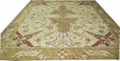 An Unusual Earth Tone Antique European Oushak/Ushak Design English Rug