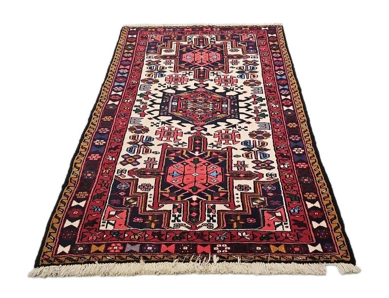 Hand-knotted Azerbaijan Karaje 100% Wool Rug Caucasian Kazak 3'4"×4'11" gallery
