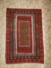 Vintage traditional handmade Turkish Kayseri Kilim rug 100% wool 4’5″ × 3′