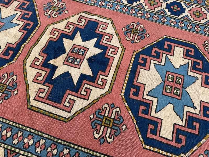 Vintage Oushak Tribal Rug Handmade Kurdish Anatolian Wool Geometric Area Rug 5x8 gallery