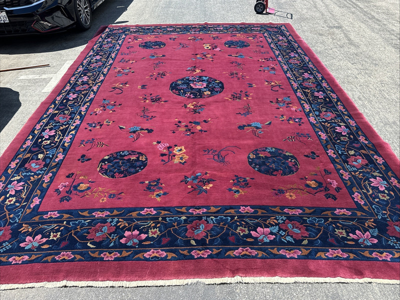 Auth: 20's Art Deco Chinese Rug OUTSTANDING Thick & SILKY Purple 10x15 gallery