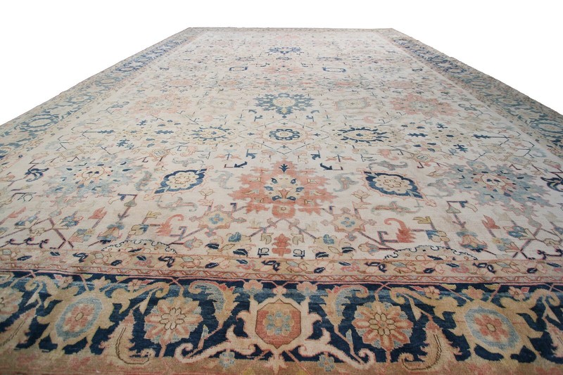 13x19 Antique Traditional Geometric Handmade Area Rug Ivory 406cm x 570cm c.1920 gallery
