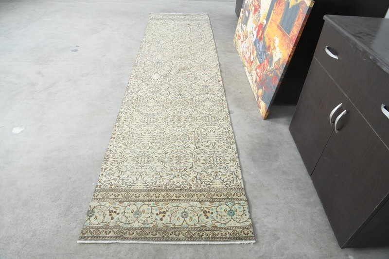 Turkish Rug Runner Hand-Knotted Carpet Vintage Runner Oushak Rug 2x10 ft,1205 gallery