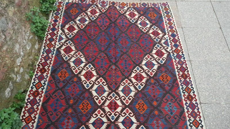 4'7'' x 13' Vintage Natural Rug Village Rug Handmade Carpet.SKU:VK880 gallery