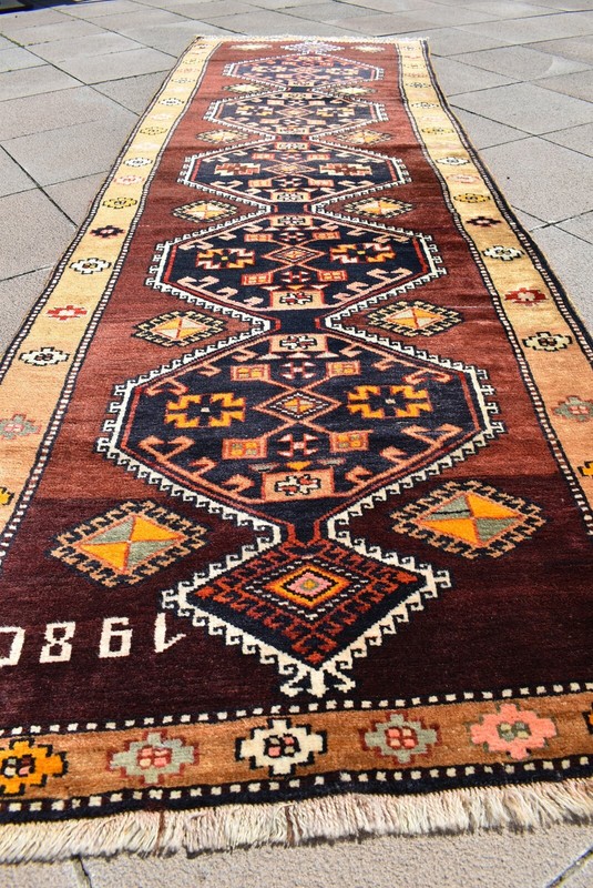 Turkish Rug 36'' x 115'' Vintage Hand-knotted Kurdish Rug Hallway Wool Rug gallery