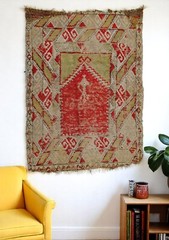 3×4 Antique rug, Fragment rug carpet, wool rug, monastery rug, Prayer islam rug