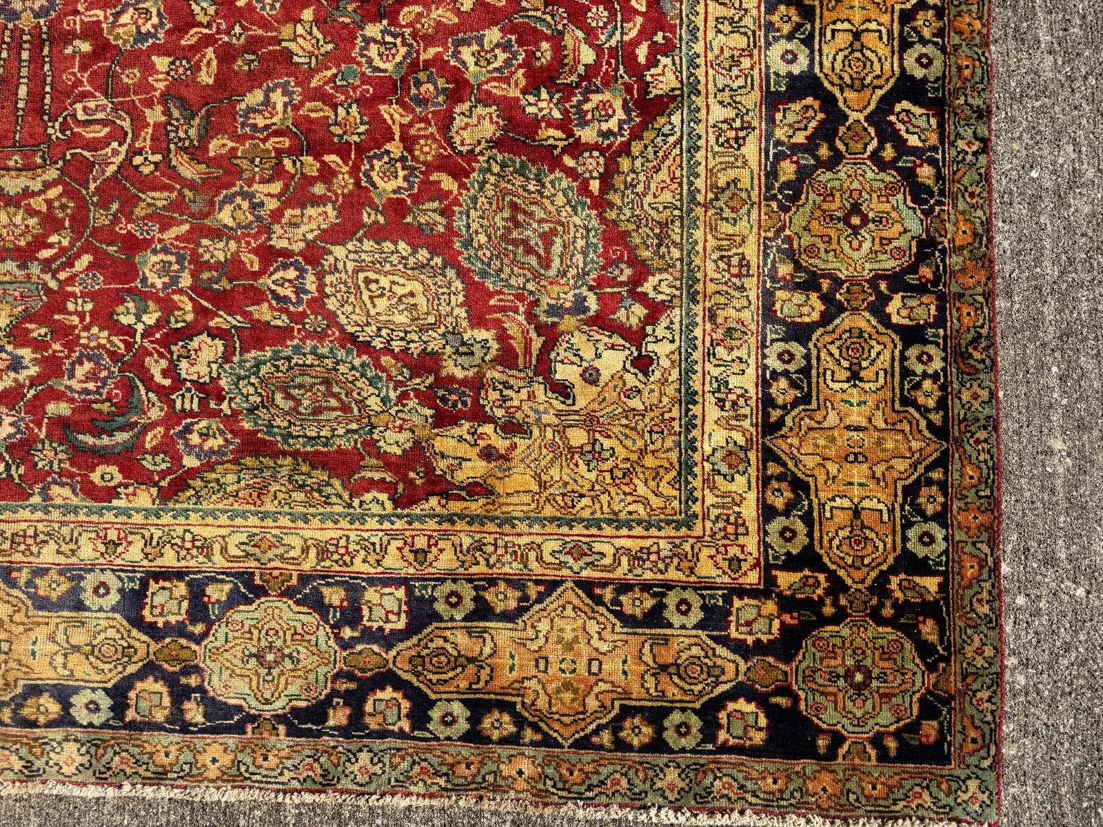 9x12 RED VINTAGE RUG HAND-KNOTTED ANTIQUE ORIENTAL navy blue handmade fine 8x12 gallery