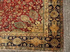 9×12 RED VINTAGE RUG HAND-KNOTTED ANTIQUE ORIENTAL navy blue handmade fine 8×12