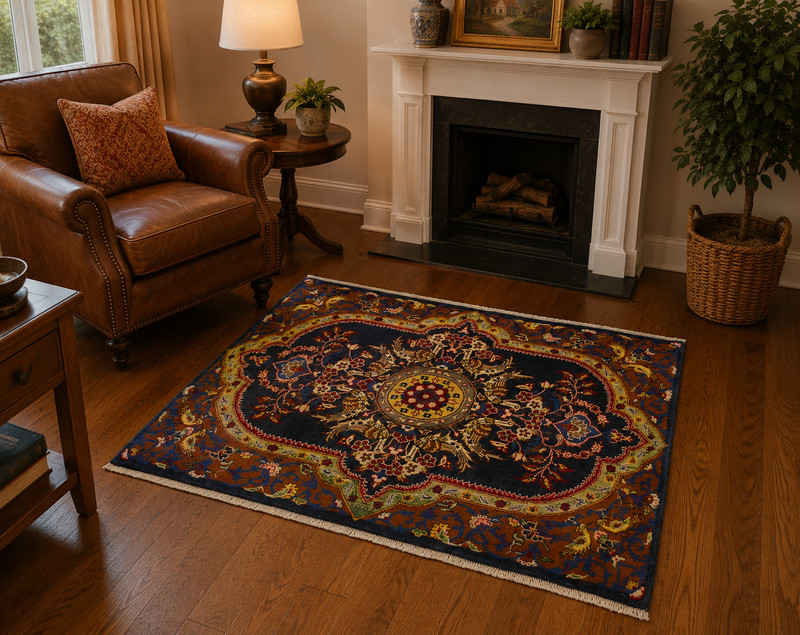NATURAL WOOL Old Oriental Rugs,Hand Woven,knotted size Approximately 2'6" x 3'4" gallery