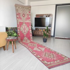 14 ft long Herki kitchen rug Oversized Vintage Handmade Runner Hallway Stair Rug