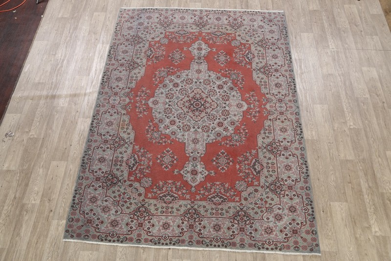 Antique Medallion Anatolian Turkish Oriental Area Rug Wool Hand-Knotted 7x9 ft gallery