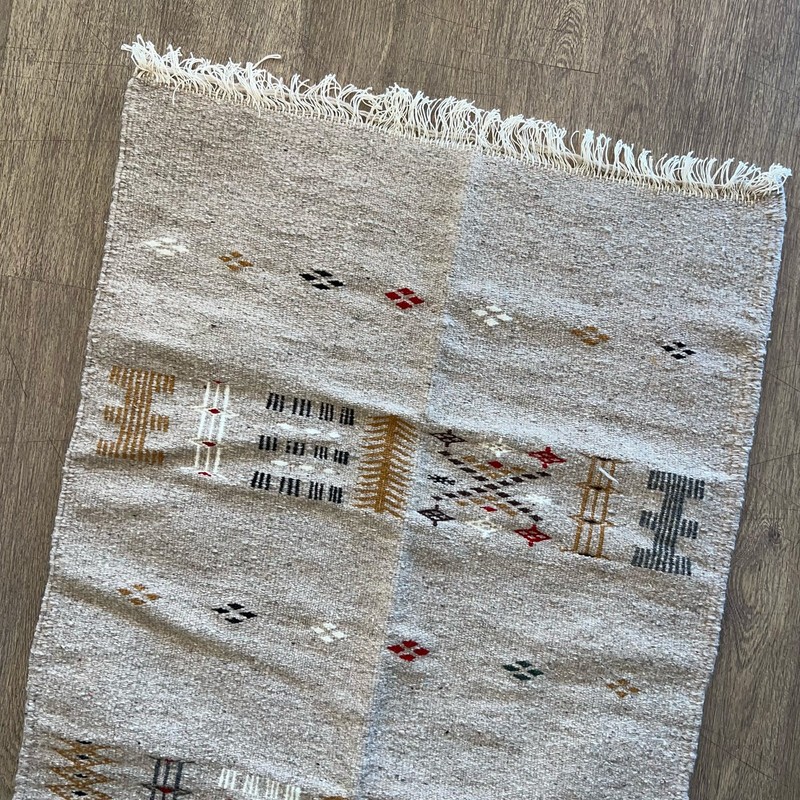 Algerian Amazigh Traditional Rug Beige w/ brown & black From the M'zab Valley gallery