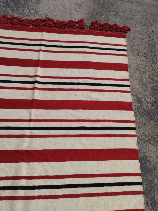 Vintage Handmade Traditional Turkish Strip Kilim Floor Rug Carpet 185x151 cm gallery