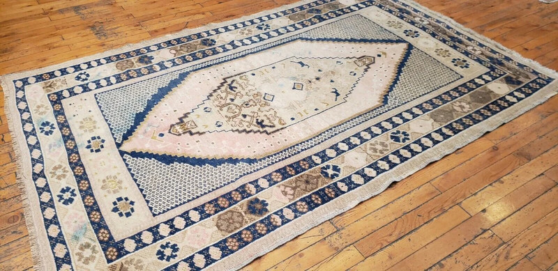 Rare Antique Ca1900-1939's Muted Colors, Wool Pile Oushak Area Rug 3'9"×6' gallery