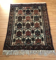 Tribal Rug Circa 1960 Burnt Orange, Navy Blue, Green/Teal