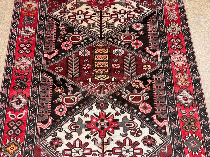 Hand Knotted Wool Vintage Bakhtiari Rug 5x8 Red Tribal Geometric Area Rug Carpet gallery
