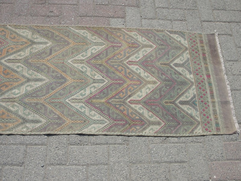 2x 7 ft Table Runner Handmade Vintage Turkish Kilim Rug - Rugs for gallery