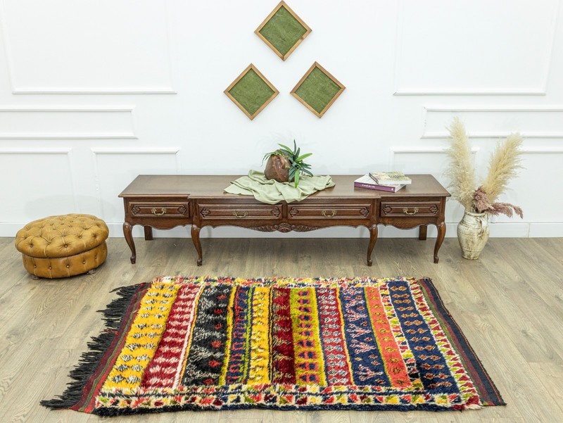 Antique Turkish Tulu Rug 4.3x5.9 ft Handwoven Wool Mohair – Boho Tribal Heritage gallery