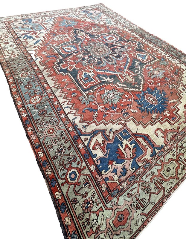 10x13 Antique Rare Handmade Geometric Area Rug Rust 288cm x 392cm c.1880 gallery
