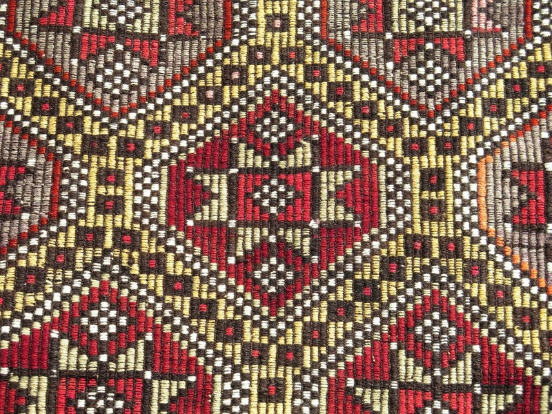 Area Rugs, Wool Rug, Boho Rug, Embroidery Rug, Vintage Turkish Kilim 74"x112" gallery