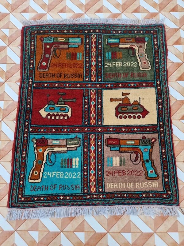 Afghan Hand made war Rug knotted Baluchi Wool With Beautiful war Design rug gallery