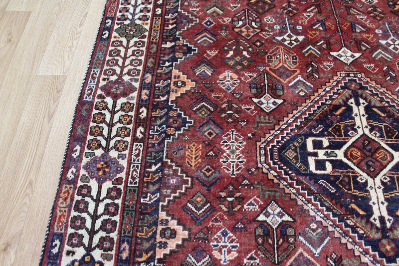 ANTIQUE HAND KNOTTED QASHQAI WOOL RUG NOMAD RUG ORIENTAL TRIBAL RUG 245 X 158 CM gallery