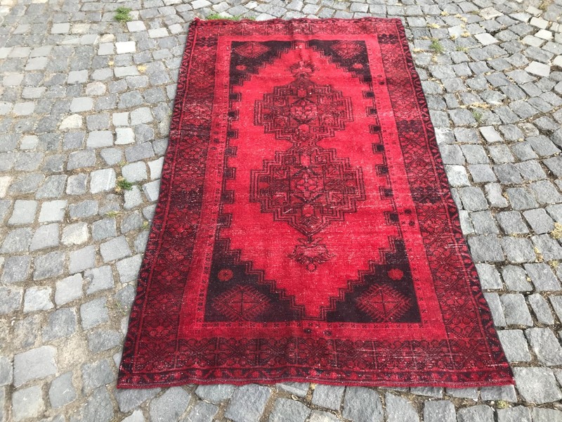Bohemian Area Rug Handmade Wool Rug Turkish Vintage Traditional Rug 3,8 x 6,6 ft gallery