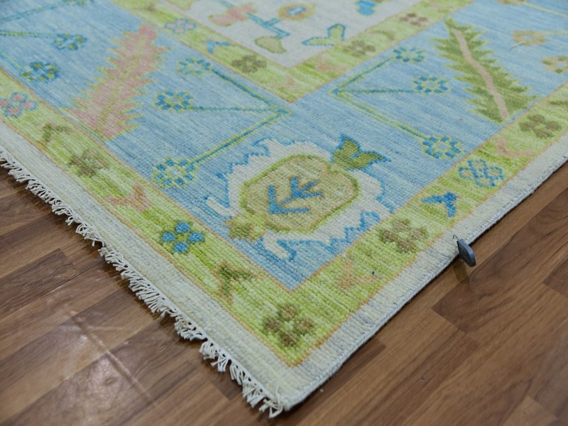 Brand New Modern Indian Oushak Handmade Rug, Colorful Flower Design, 10x14 gallery
