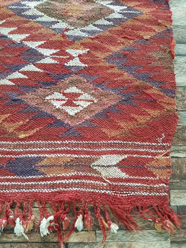Vintage Handmade Turkish Anatolian Geometric Wool Kilim Rug 174x92 cm gallery